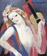 Marie Laurencin Portrait of gril holding the guitar oil on canvas